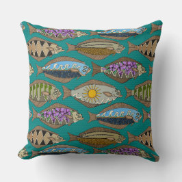 Cojín Decorativo Halibut de Alaska verde azulado