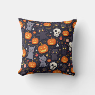 Cojín Decorativo halloween, almohada, cojín, calabaza, calavera