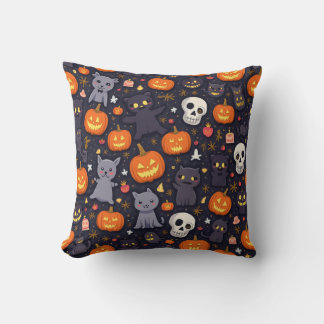 Cojín Decorativo halloween, almohada, cojín, calabaza, calavera