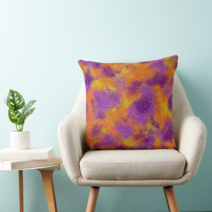 COJÍN DECORATIVO HALLOWEEN AMARILLO NARANJA PURPURA ABSTRACTO