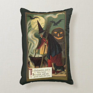 Cojín Decorativo Halloween Antiguo con Dos Diseños de Bruja Malvada