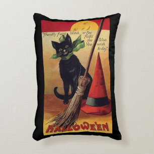 Cojín Decorativo Halloween antiguo de Ellen Clapsaddle, gato negro