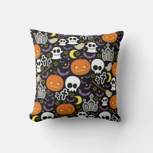 Cojín Decorativo Halloween atemorizante: Diseño de fondo temático.