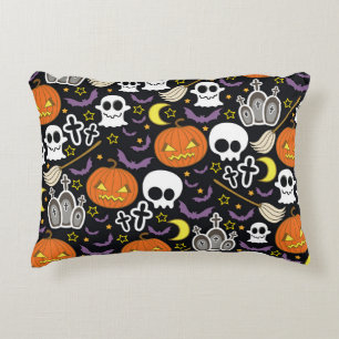 Cojín Decorativo Halloween atemorizante: Diseño de fondo temático.