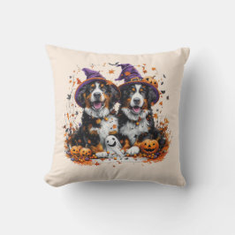 Cojín Decorativo Halloween Bernese Mountain Dogs Witch Ghost