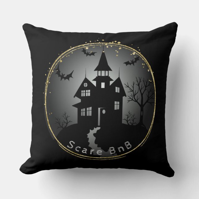Cojín Decorativo Halloween Black Haunted House (Anverso)