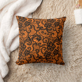Cojín Decorativo Halloween Black Lace On Naranja