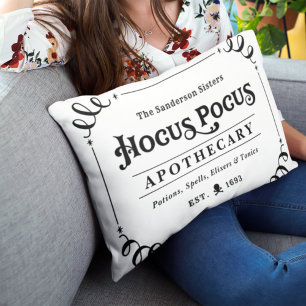Cojín Decorativo Halloween blanco y negro con foco de hocus