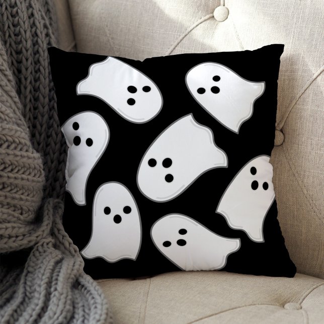 Cojín Decorativo Halloween blanco y negro fantasma (Subido por el creador)