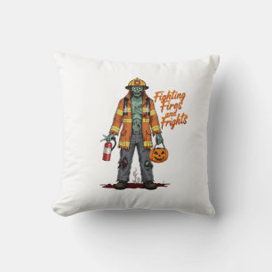 Cojín Decorativo Halloween Bombero lucha contra incendios y espanto