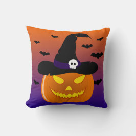 Cojín Decorativo Halloween Calabaza Jack o’ Lantern Witch Gorra