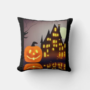Cojín Decorativo Halloween calabaza linda y casa diversión