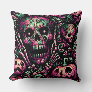 Cojín Decorativo HALLOWEEN ~ CALAVERAS ~ Dientes espeluznantes, cal