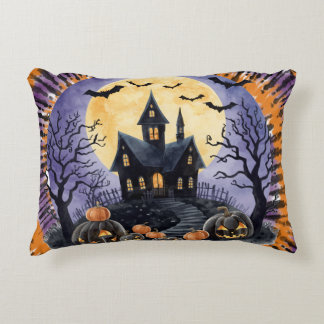Cojín Decorativo Halloween,Casa Embrujada, Calabazas Espeluznantes,
