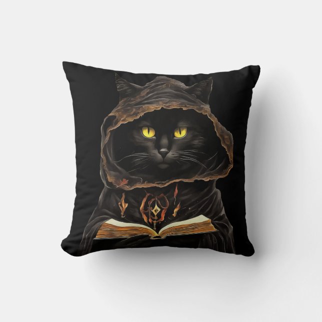 Cojín Decorativo Halloween Cat Reading Preys Anatomy Spell List (Anverso)