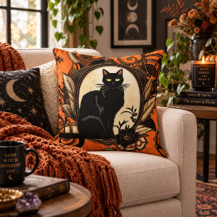 Cojín Decorativo Halloween con gato negro Steampunk