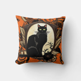 Cojín Decorativo Halloween con gato negro Steampunk