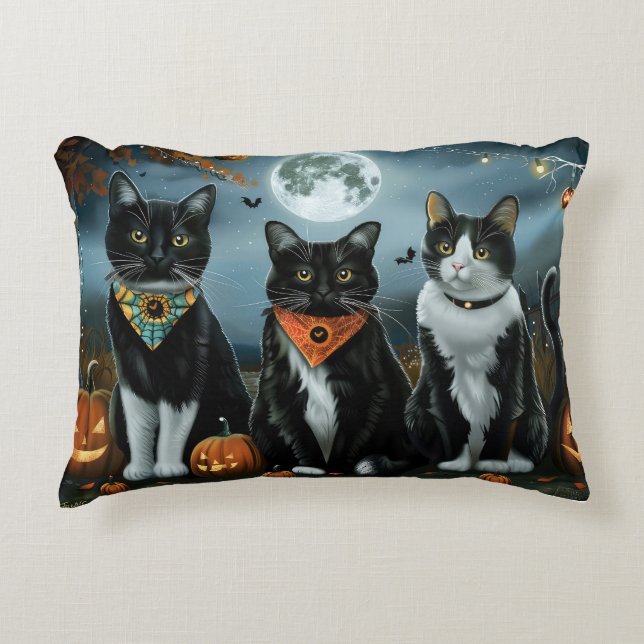 Cojín Decorativo Halloween con gatos de Tuxedo (Anverso)