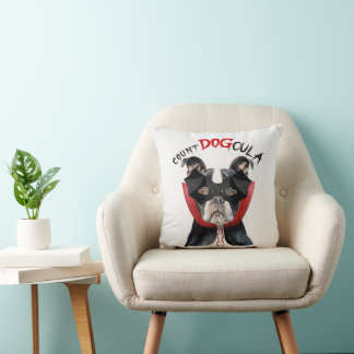 Cojín Decorativo Halloween Count DOGcula Perro Terrier de Boston