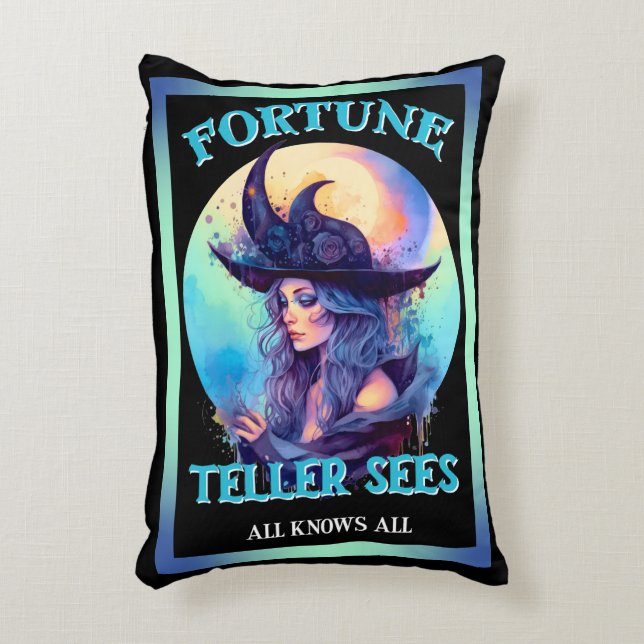 Cojín Decorativo Halloween de bruja azul retro (Frente (Vertical))