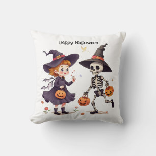 Cojín Decorativo Halloween de brujas y esqueletos