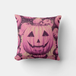 Cojín Decorativo Halloween de calabaza rosa