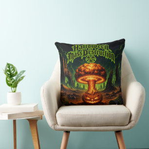 Cojín Decorativo Halloween de Destrucción Masiva Calabaza Radioacti