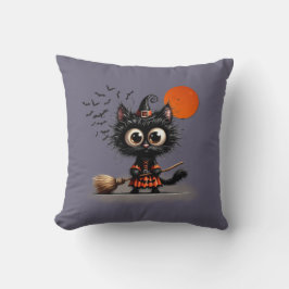 Cojín Decorativo Halloween de gatito negro lindo