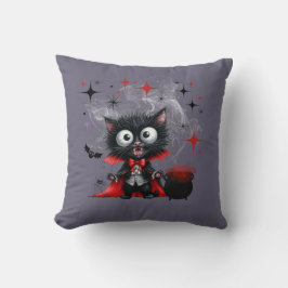 Cojín Decorativo Halloween de gatito negro retro lindo