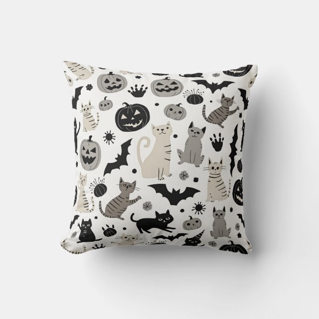 Cojín Decorativo Halloween de gato #1 (Anverso)