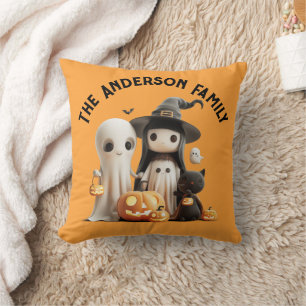 Cojín Decorativo Halloween de la familia de las calabazas fantasma 