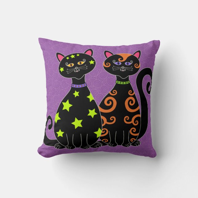 Cojín Decorativo Halloween de los caprichosos negros (Anverso)