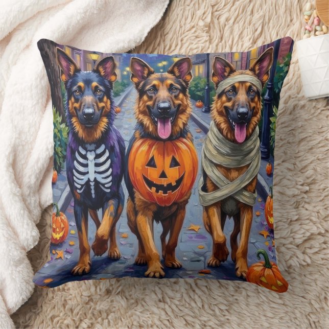 Cojín Decorativo Halloween de truco o tratamiento de perros pastore (Manta)