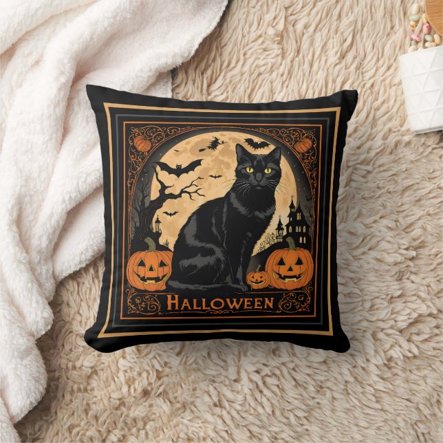 Cojín Decorativo Halloween del gato negro Kitty (Manta)
