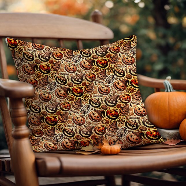 Cojín Decorativo Halloween desea estilo naranja marrón (Subido por el creador)