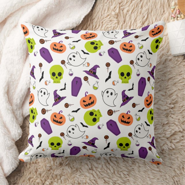 Cojín Decorativo Halloween espeluznante lindo patrón zombis bruja (Manta)