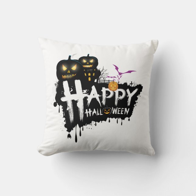 Cojín Decorativo Halloween feliz Halloween hola Halloween (Anverso)