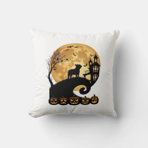 Cojín Decorativo Halloween French Bulldog Luna Calabazas Espeluznan