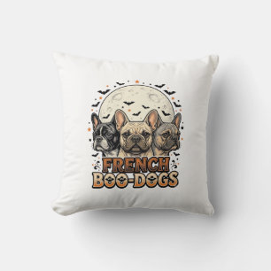Cojín Decorativo Halloween Frenchie Boo Dogs Divertido Vintage_1