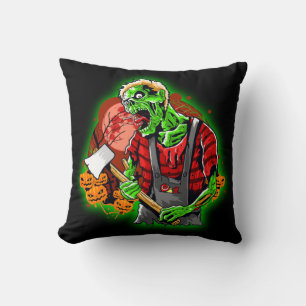 Cojín Decorativo Halloween Funny Green Zombie Ax sigue