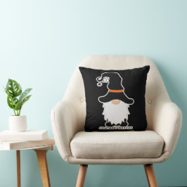 Cojín Decorativo Halloween Gnome Witch White Hair Black Gorra