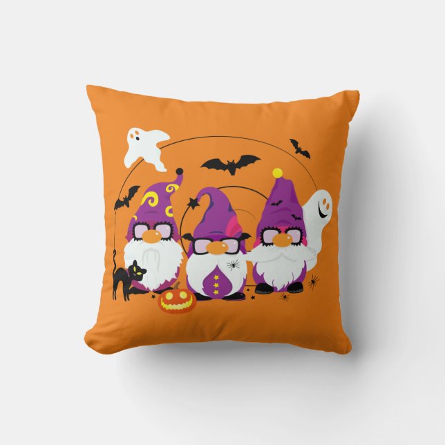 Cojín Decorativo Halloween Gnomes Cute Personalizado (Anverso)