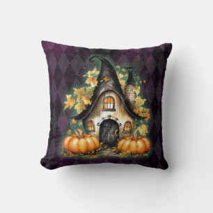 Cojín Decorativo Halloween Gothic Fall Hada Cottage Purple Argyle