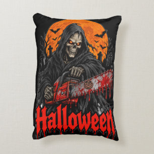 Cojín Decorativo Halloween Grim Reaper Chainsaw Blood Splatter Shir