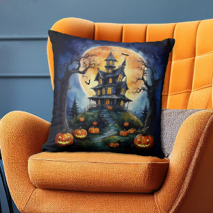Cojín Decorativo Halloween Hauned House con calabazas