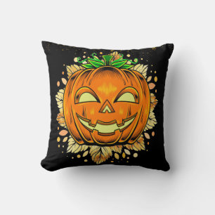 Cojín Decorativo Halloween JackOLantern Spooky Pumpkin Black