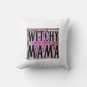 Cojín Decorativo Halloween Leopard Witchy Mama cumpleaños