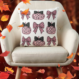Cojín Decorativo Halloween lindas calabazas y arcos coqueta rosa