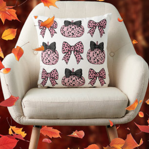 Cojín Decorativo Halloween lindas calabazas y arcos coqueta rosa