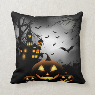 Cojín Decorativo Halloween - luna gris de las calabazas